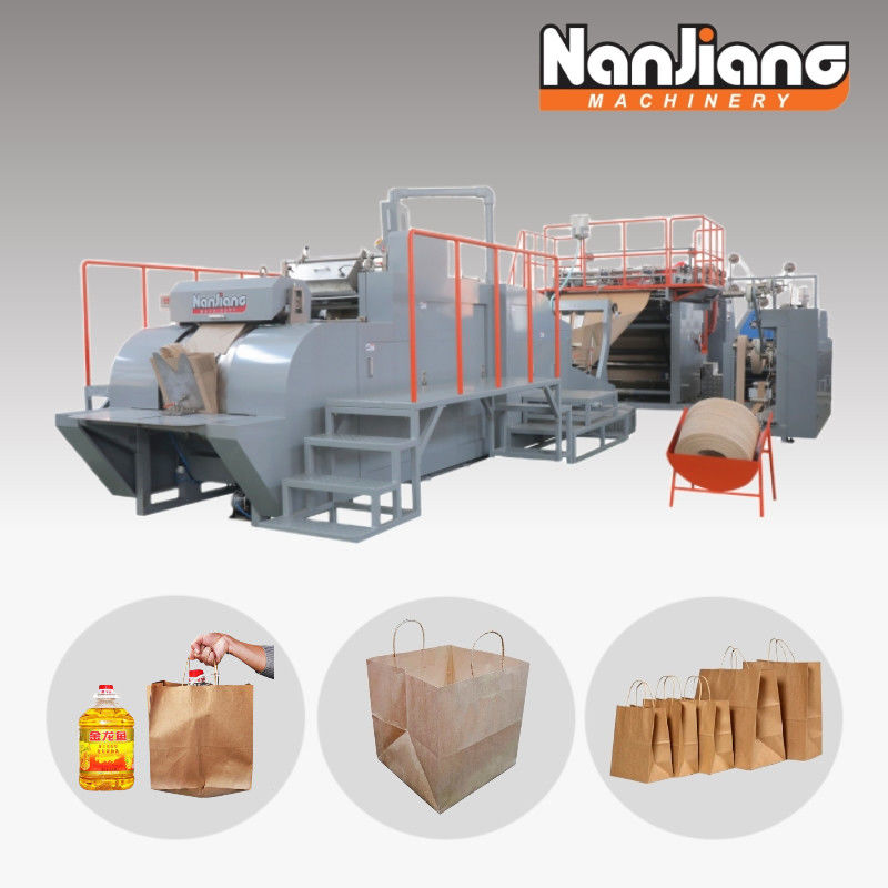 Fully Automatic Roll Fed Automatic Paper Bag Making Machine With Twisted Handles 50-110Bags/Min